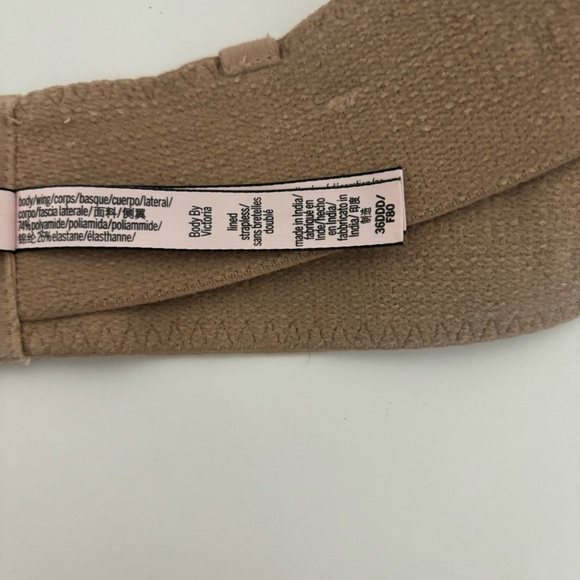 VICTORIAS SECRET BODY BY VICTORIA Lightly Lined Smooth Strapless Bra Tan 36DDD - Picture 9 of 9